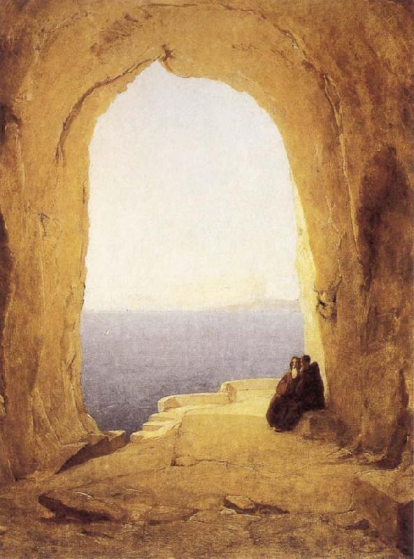 Karl Blechen Monks at the Gulf of Naples oil painting image